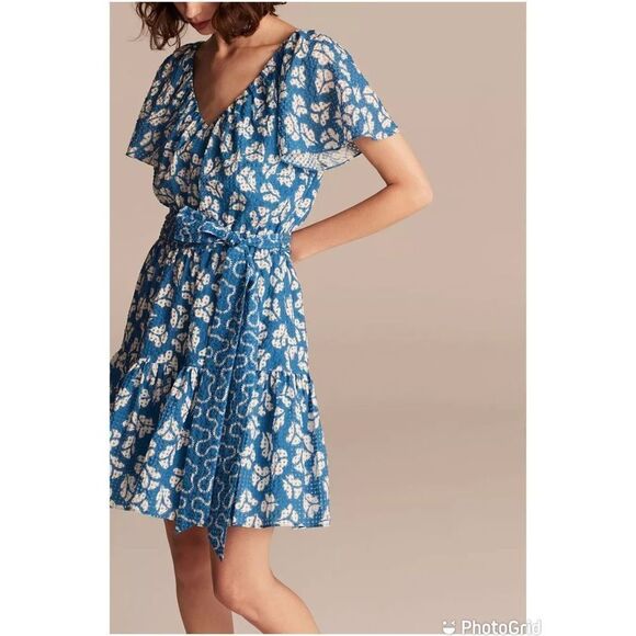 Rebecca Taylor Perla Petal Flutter Sleeve Flounce Hem Dress - Picture 2 of 14
